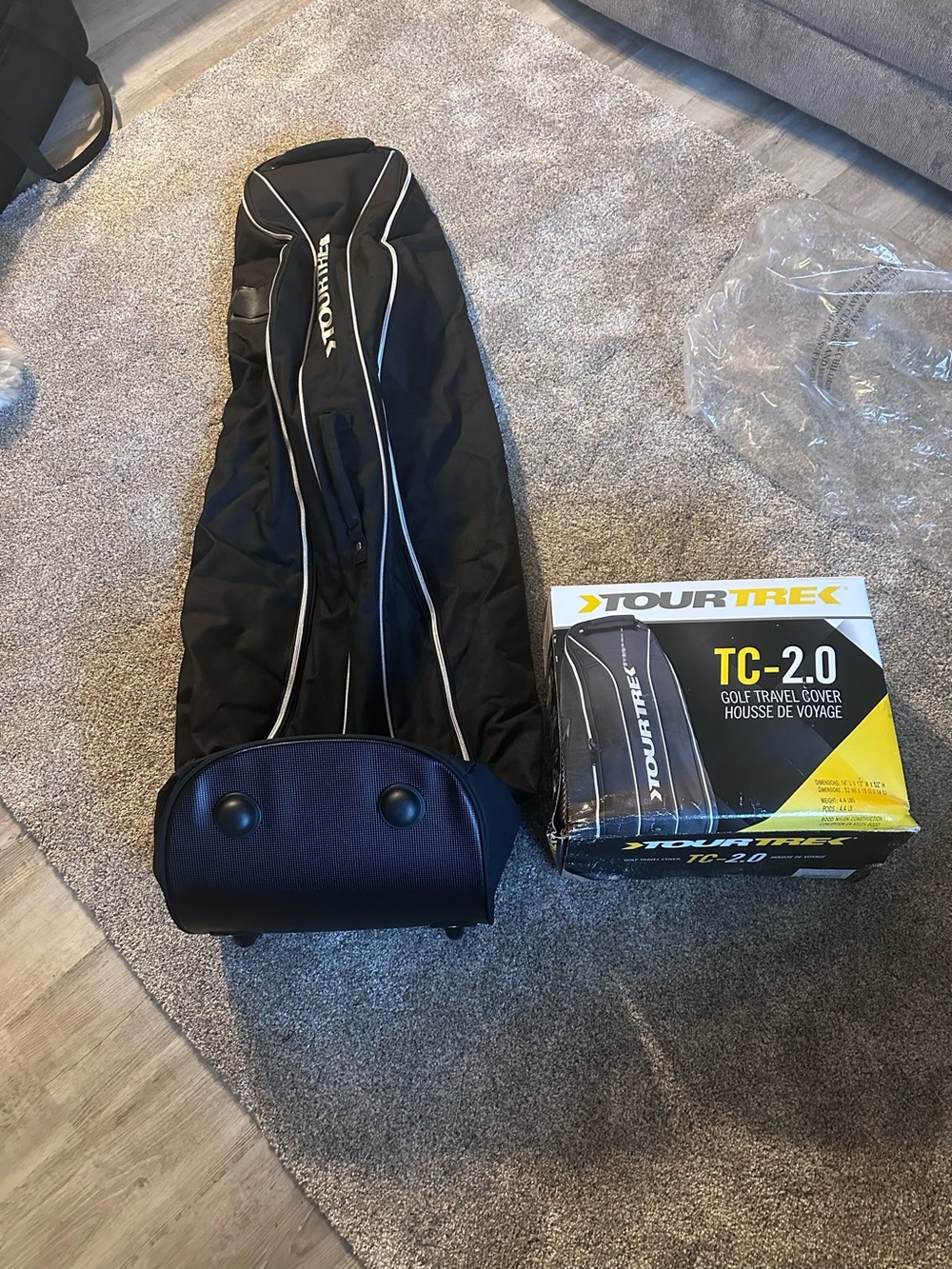 TourTrek TC-2.0 Black Golf Travel Cover Bag Padded Rolling Luggage Case